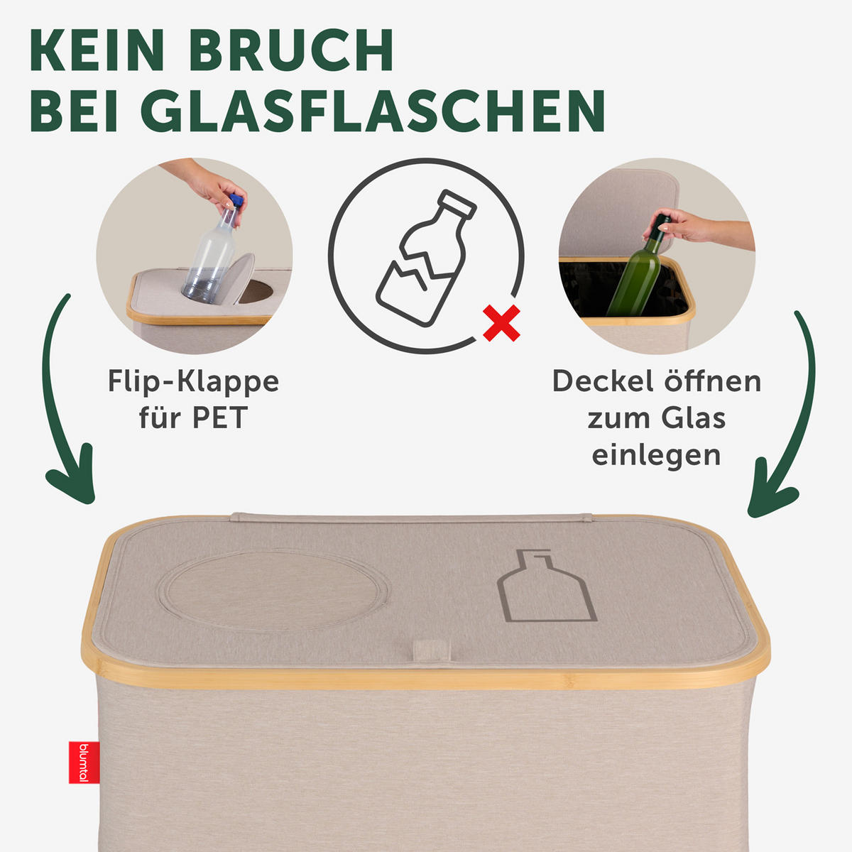 PFANDFLASCHEN-SAMMELBEHÄLTER 150L Beige (2 Fächer) - Beige, Kunststoff (37/4/57cm) - Blumtal