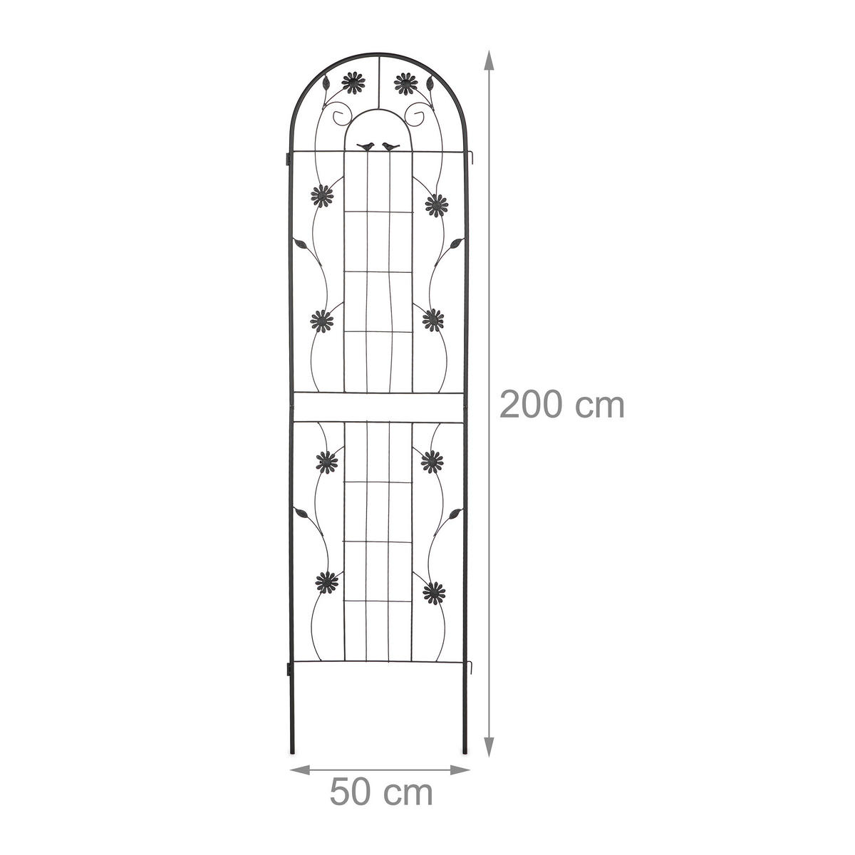 2XRANKGITTER - Schwarz, Metall (50/200/1.5cm) - Relaxdays