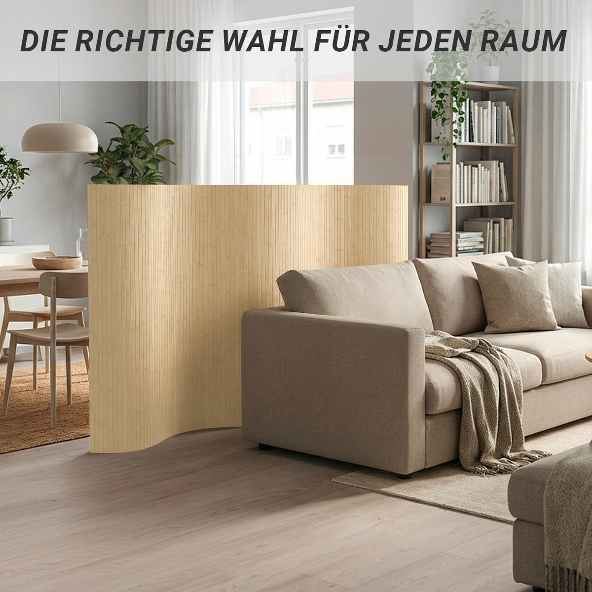 PARAVENT 250/145 cm Natur Raumteiler Bambus - Naturfarben, Naturmaterialien (250/145/1cm) - Homestyle4u