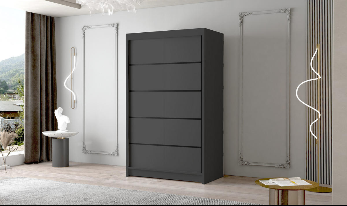 SCHWEBETÜRENSCHRANK Letto IV - 100 cm - Schwarz, Holzwerkstoff/Metall (100/200/58cm) - Sofnet