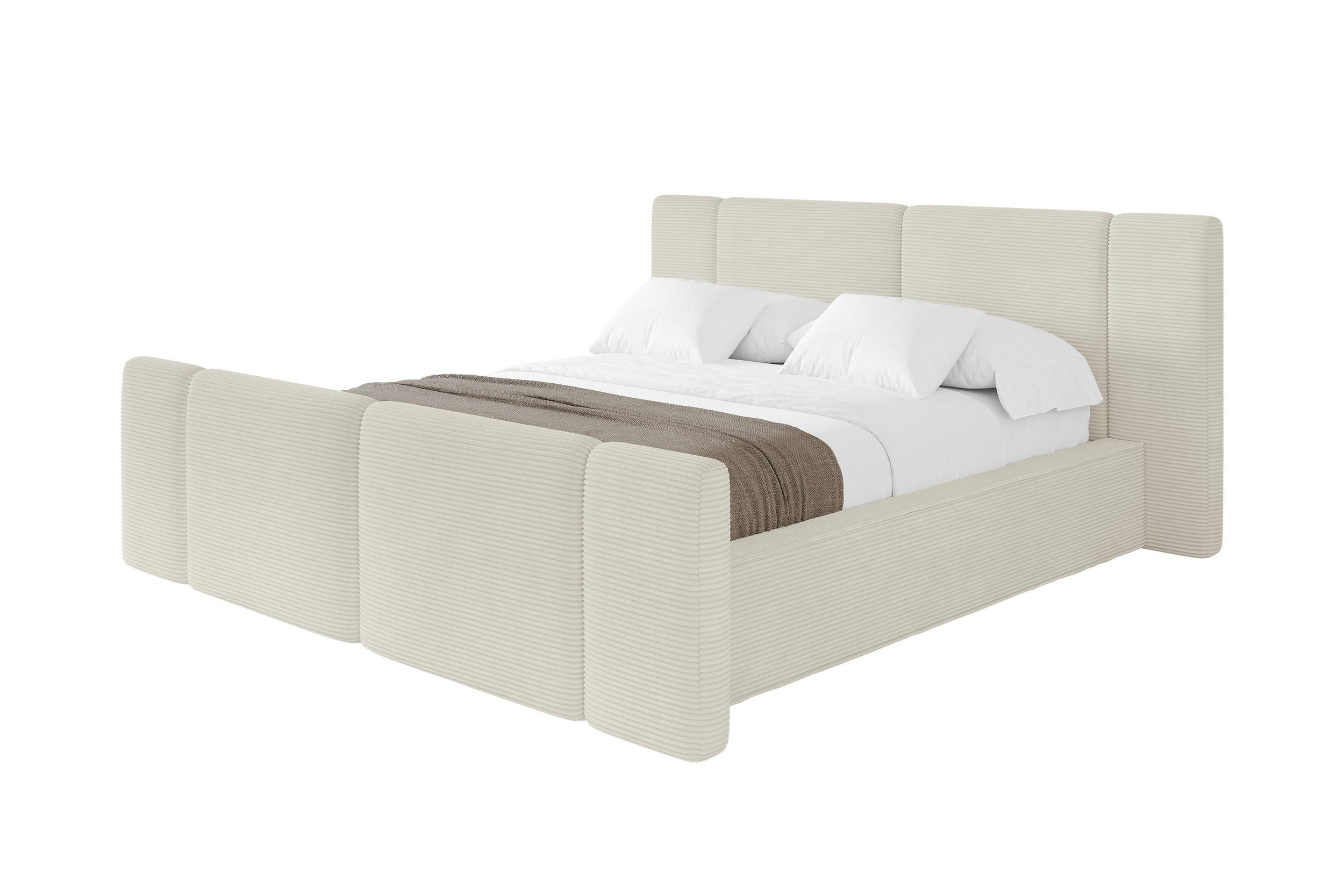 POLSTERBETT mit Bettkasten, Fußteil und Lattenrost, Boxbett ohne Matratze - RIVO-Z 140x200 Creme - Sahara, Holzwerkstoff/Textil (140/200cm) - ALTDECOR