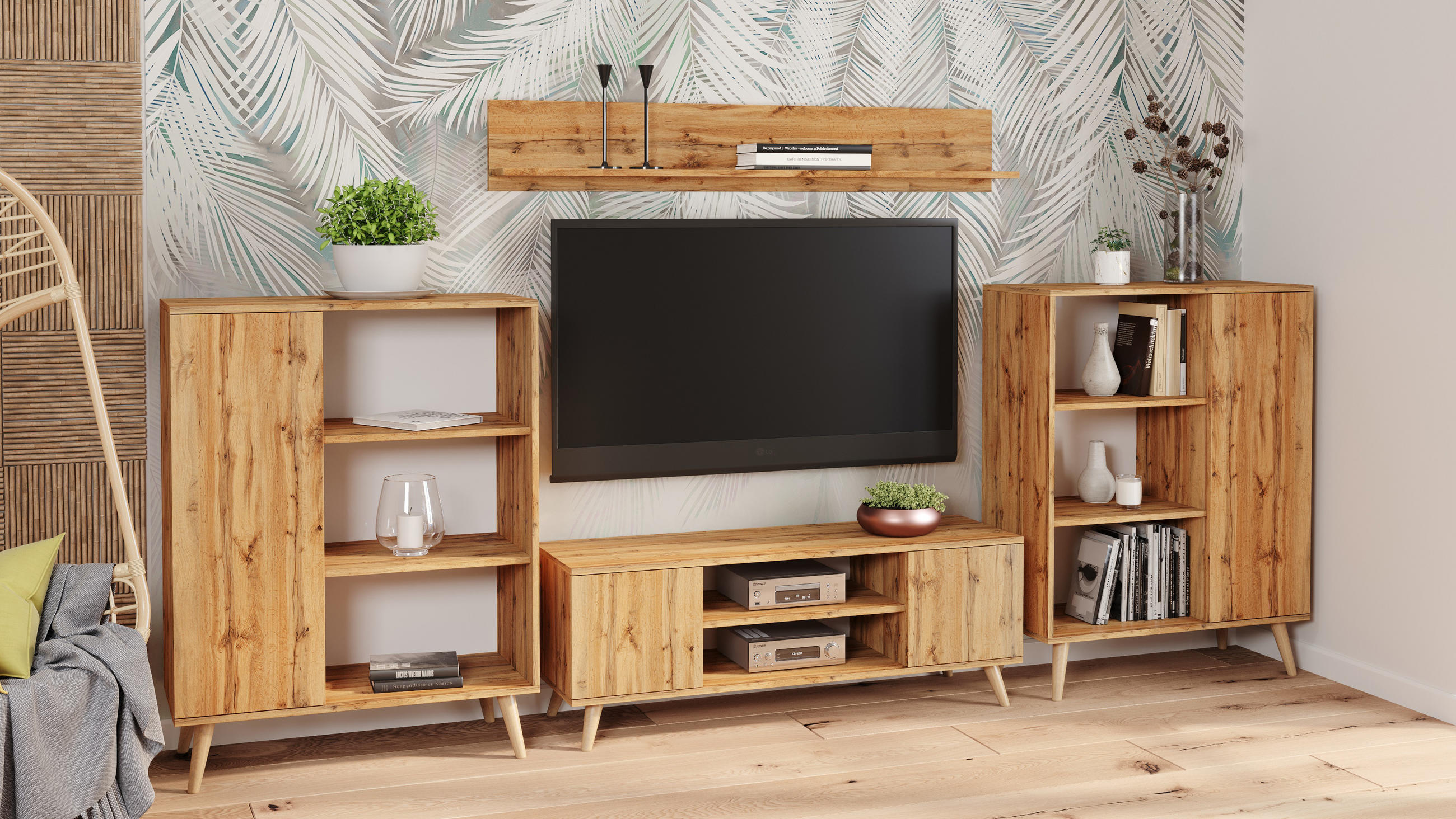 LOWBOARD Focus - Eichefarben, Holzwerkstoff (40/50/155cm) - RAUMHIRSCH FURNITURE