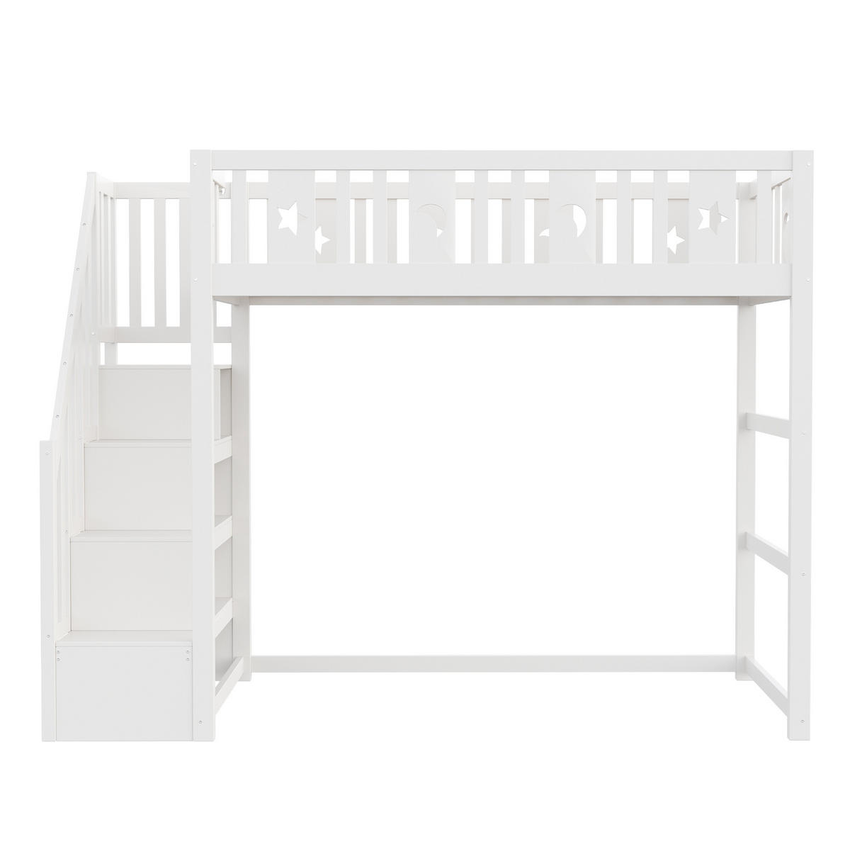HOCHBETT 90/200 cm mit Treppe, Regalen und Sofabereich, Weiß - Weiß, Holzwerkstoff (90/200cm) - Redom