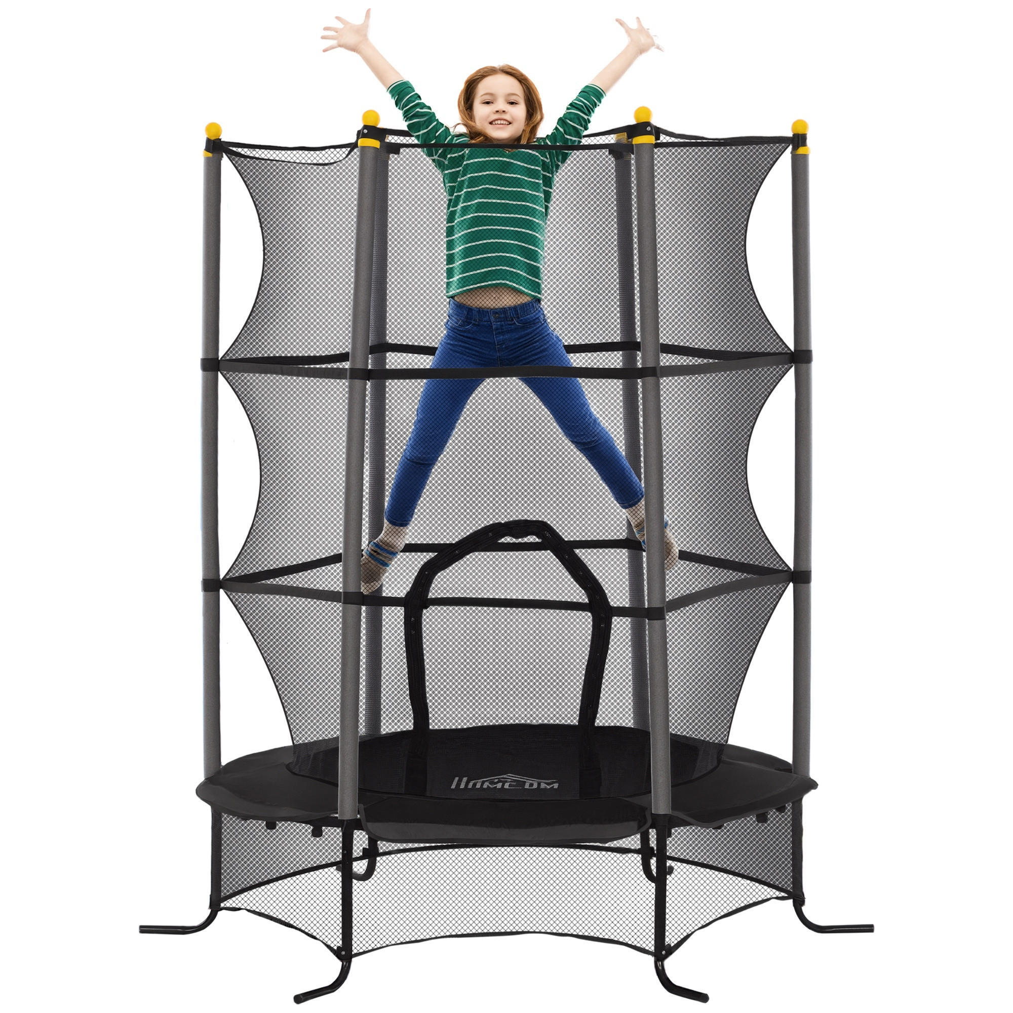 TRAMPOLIN DE-18986 Ø163 cm mit Sicherheitsnetz Schwarz - Schwarz, Metall (163/163cm) - ComfortXL