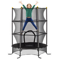 TRAMPOLIN DE-18986 Ø163 cm mit Sicherheitsnetz Schwarz - Schwarz, Metall (163/163cm) - ComfortXL
