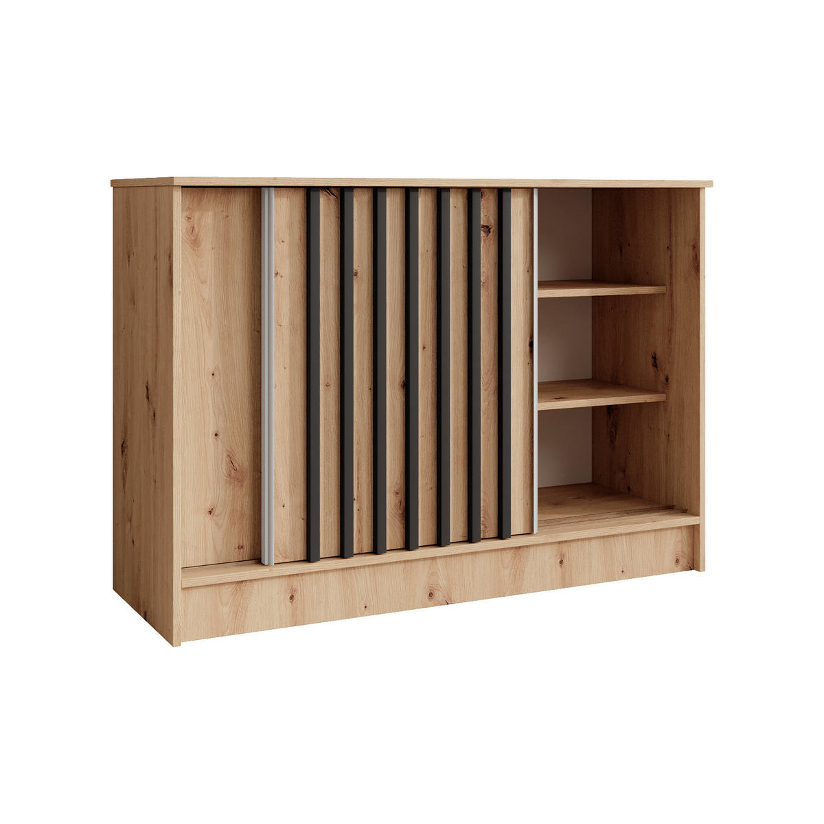 KOMMODE Horizon mit 2 Schiebetüren, eiche Artisan, 120 cm - Eiche Artisan, Holzwerkstoff (121/85/43.5cm) - Beautysofa