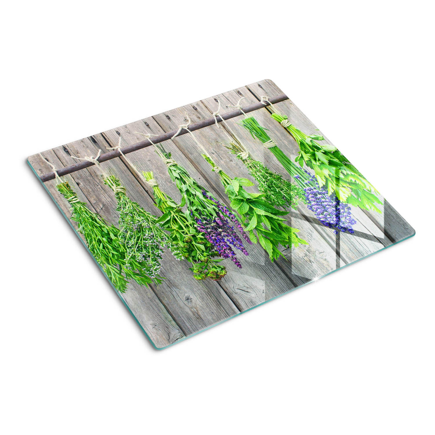 GLASPLATTE 60x52 cm Kräuterschnur - Grün, Glas (60/0.4/52cm) - TULUP