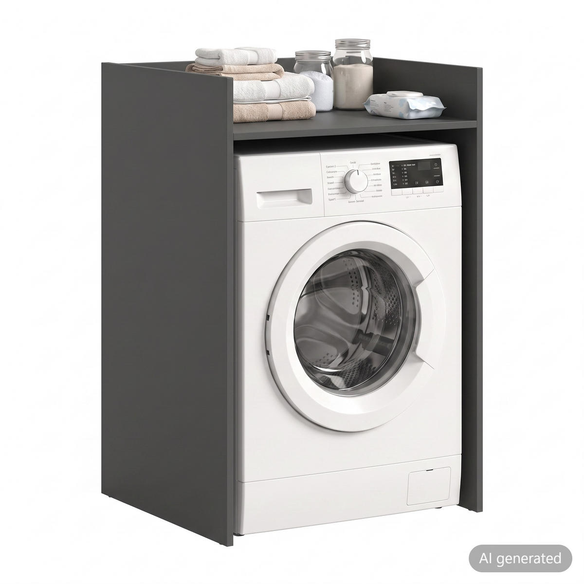 WASCHMASCHIENENUMBAU FREE (B/H/T: ca. 66/101/60 cm) in anthrazit/anthrazit - Anthrazit, Holzwerkstoff (66/101/60cm) - Homes & Jones
