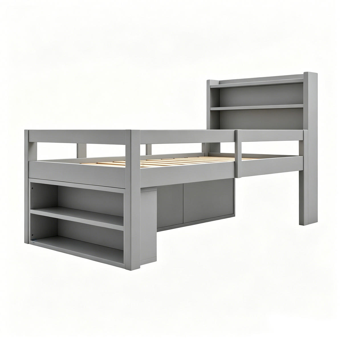 DŘEVĚNÁ POSTEL 90x200cm Dětská LED USB Úložná Šedá - šedá, dřevo (90/200cm) - FLIEKS
