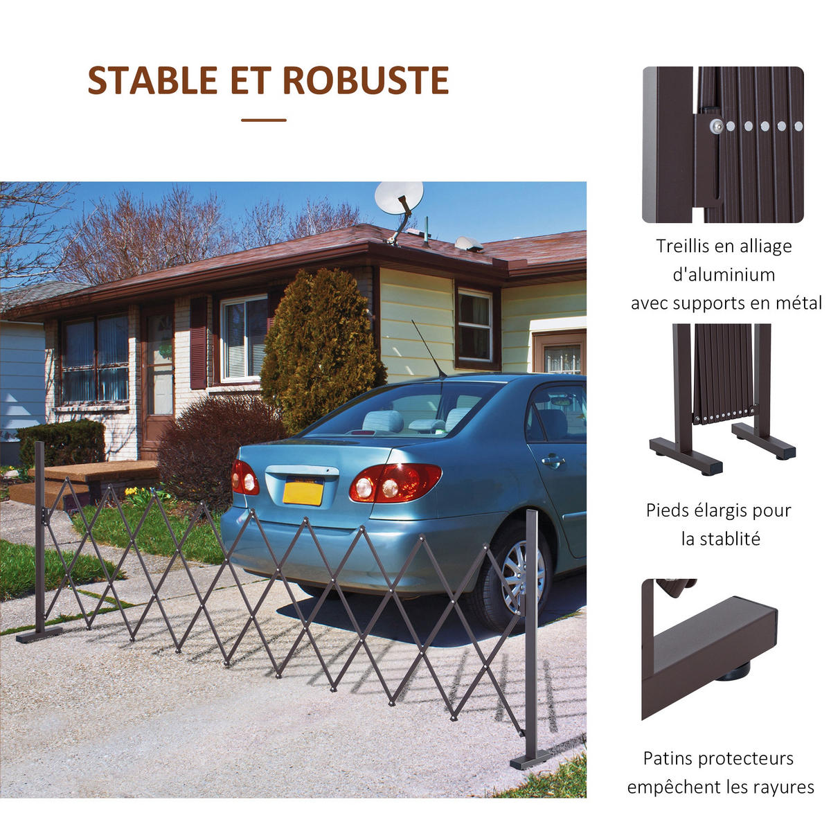 GARTENTOR DE-18042 ausziehbar bis 250 cm Schokoladenbraun - Braun, Metall (31/104cm) - ComfortXL