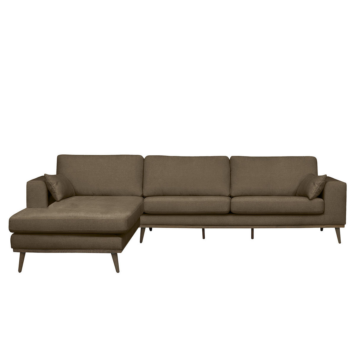 ECKSOFA mit Longchair - Eichefarben/Beige, Textil (281/153cm) - home24