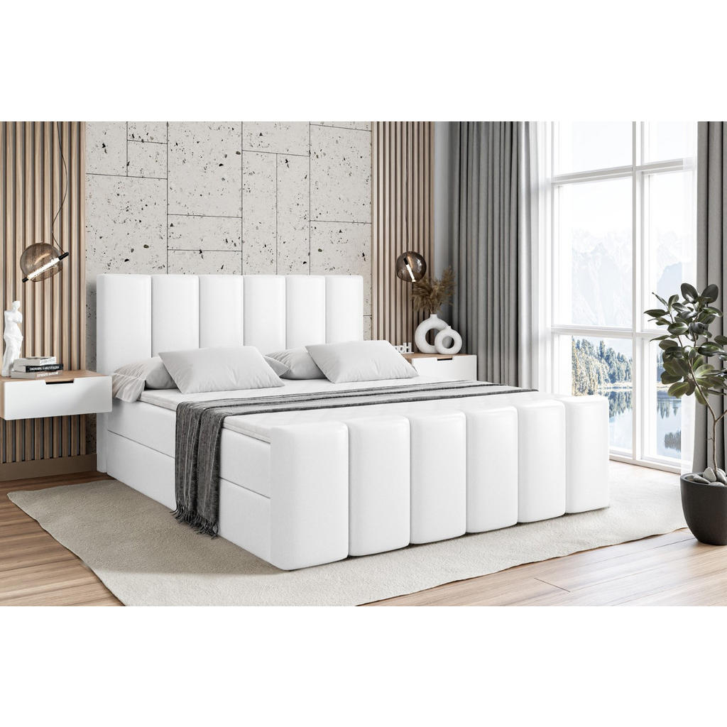 Thumbnail - Altdecor Boxbett, Weiß Hochglanz, Holzwerkstoff, Höhe ca. 20 cm, 180x200 cm, Schlafzimmer, Betten, Boxspringbetten