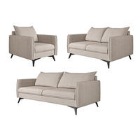 SITZGARNITUR 3+2+1 Pulse Beige Luxusmikrofaser - Ecru/Beige, Holz/Textil (199/86/91cm) - S-Style Möbel