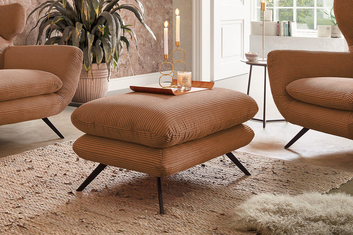 HOCKERBANK CHARME Braun Cord - Braun, Textil (120/45/70cm) - KAWOLA