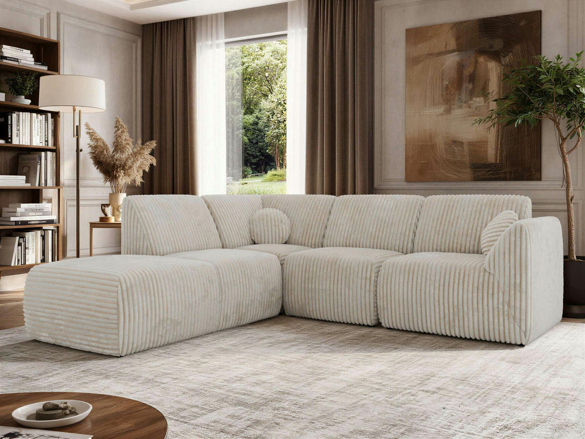 ROHOVÁ SEDAČKA NOARA 5M L Béžová Manšester - Vľavo - čierna/béžová, textil/plast (244/267cm) - MKS