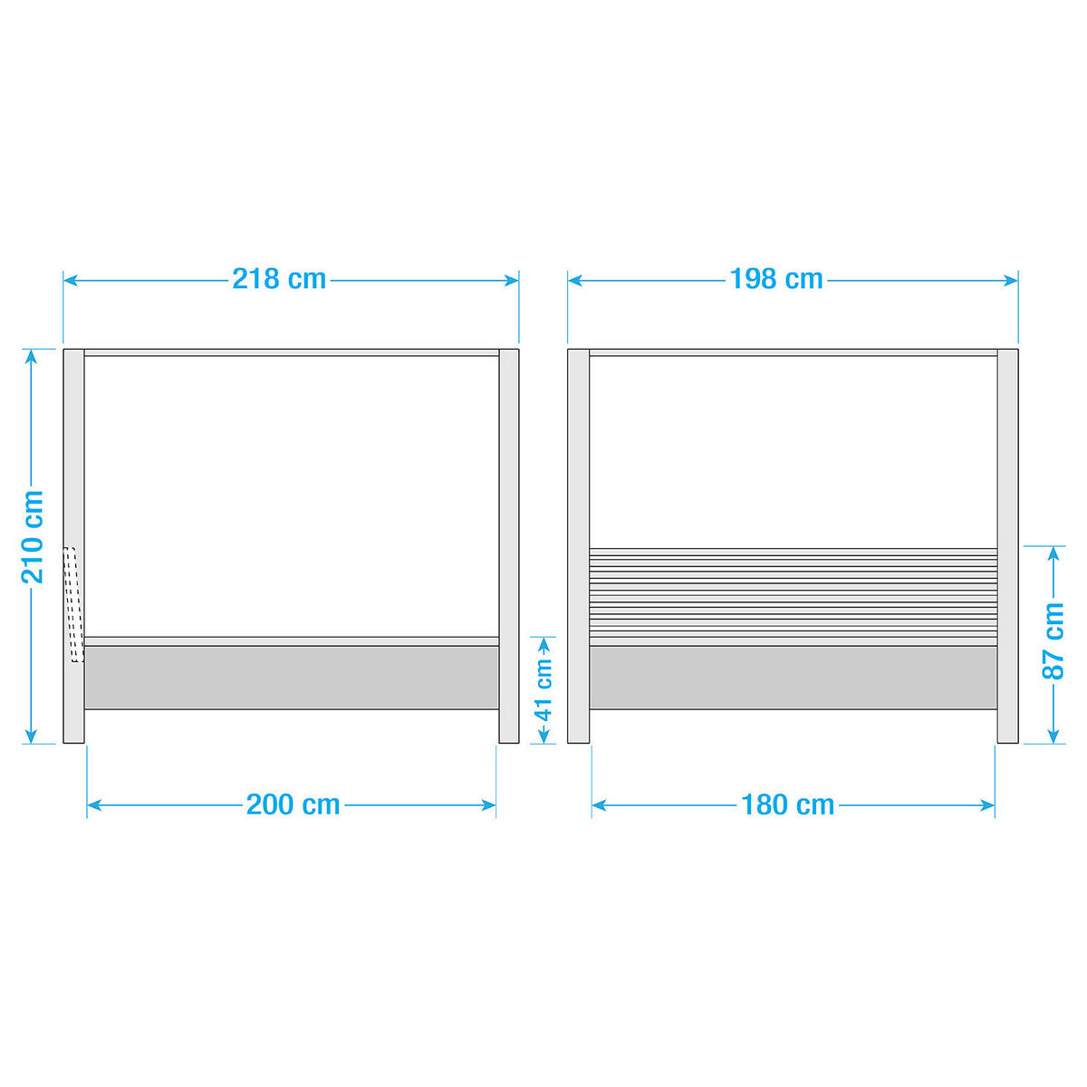 HIMMELBETT - Massivholz - Eichefarben, Holz (180/200cm) - home24