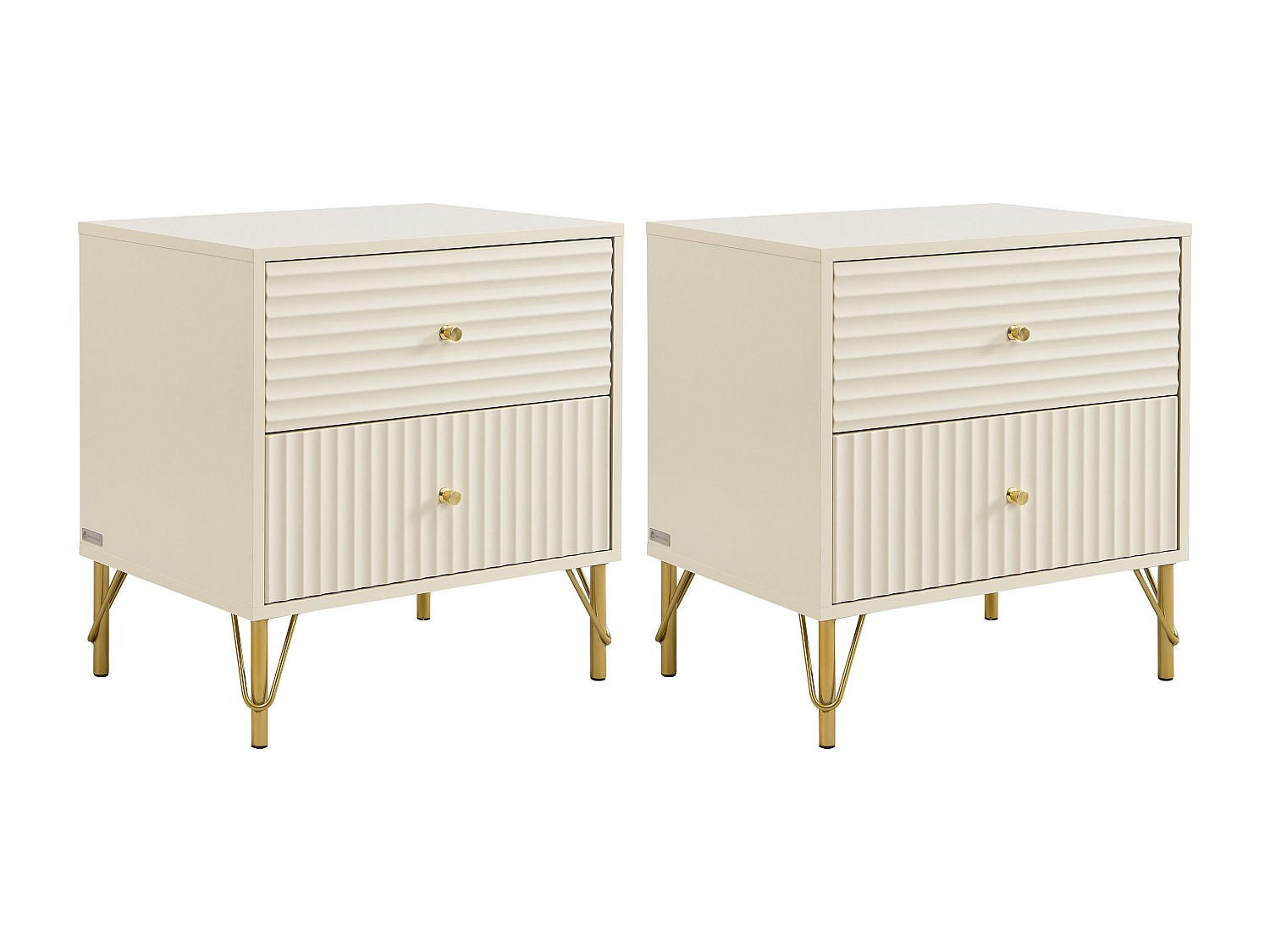 Vente-Unique Nachttisch Beige 55x58x40 cm