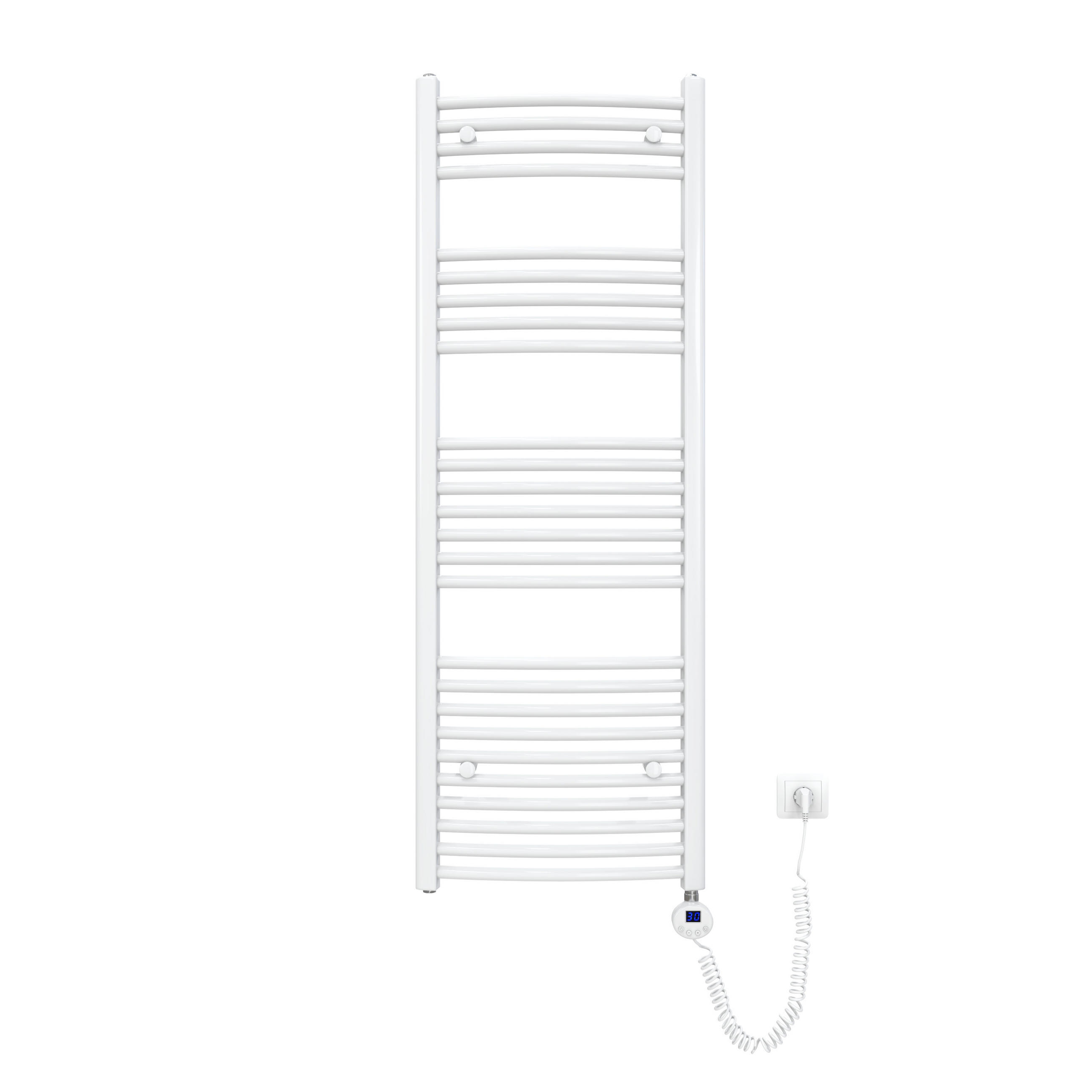 HANDTUCHHEIZKÖRPER elektrisch gebogen Weiß 140/50/5,6 cm - Weiß, Metall (50/140/5.6cm) - EMKE