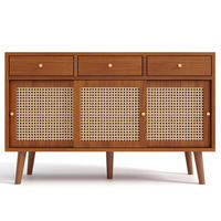 SIDEBOARD Rattan Nussbaum 3 Schubladen 3 Türen 120cm Modern - Walnussfarben, Holzwerkstoff (120/78/40cm) - FLIEKS