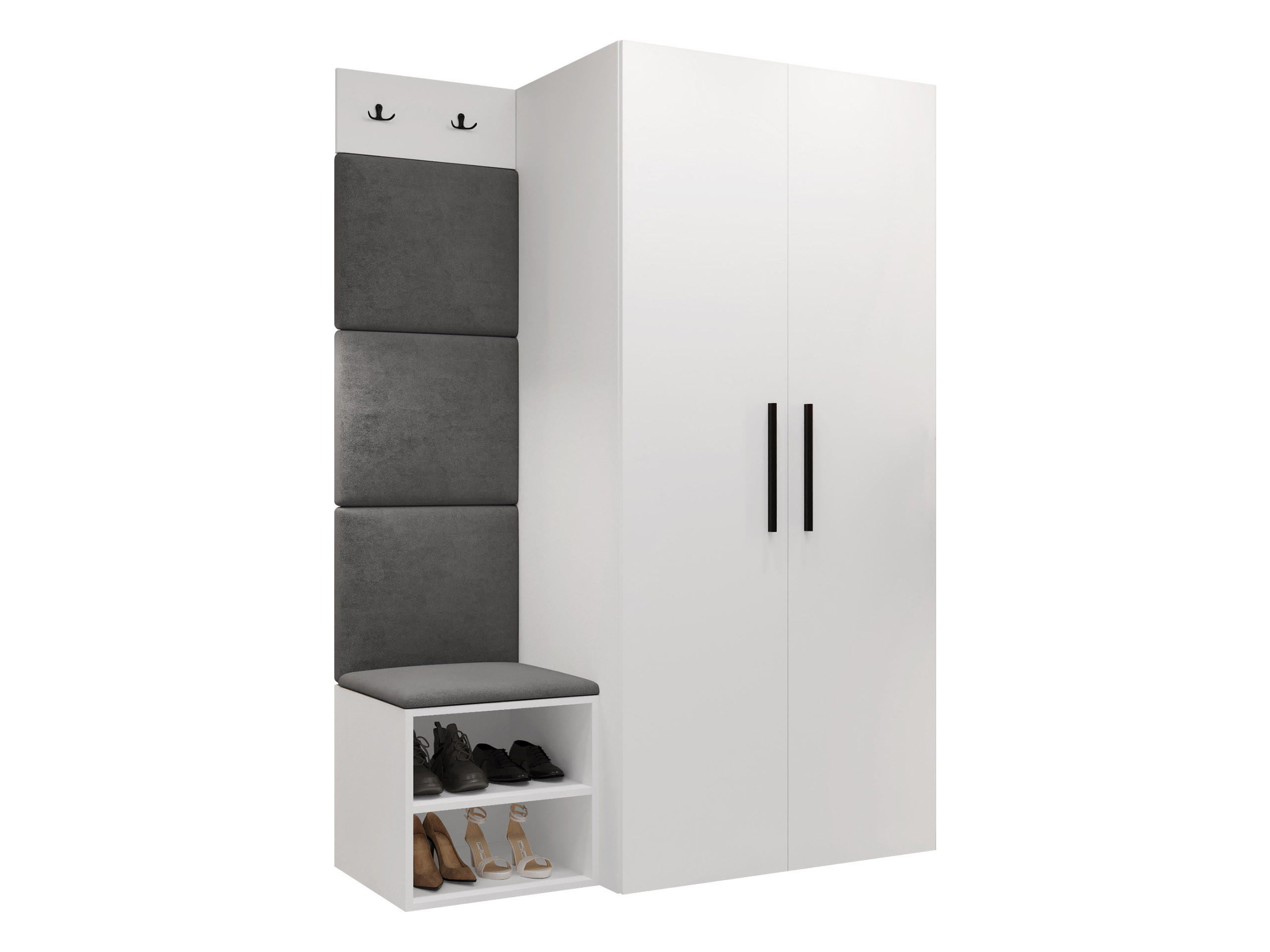 GARDEROBEN-SET Medi IV - Schwarz/Weiß, Holzwerkstoff/Kunststoff (80/191/50cm) - MIRJAN24