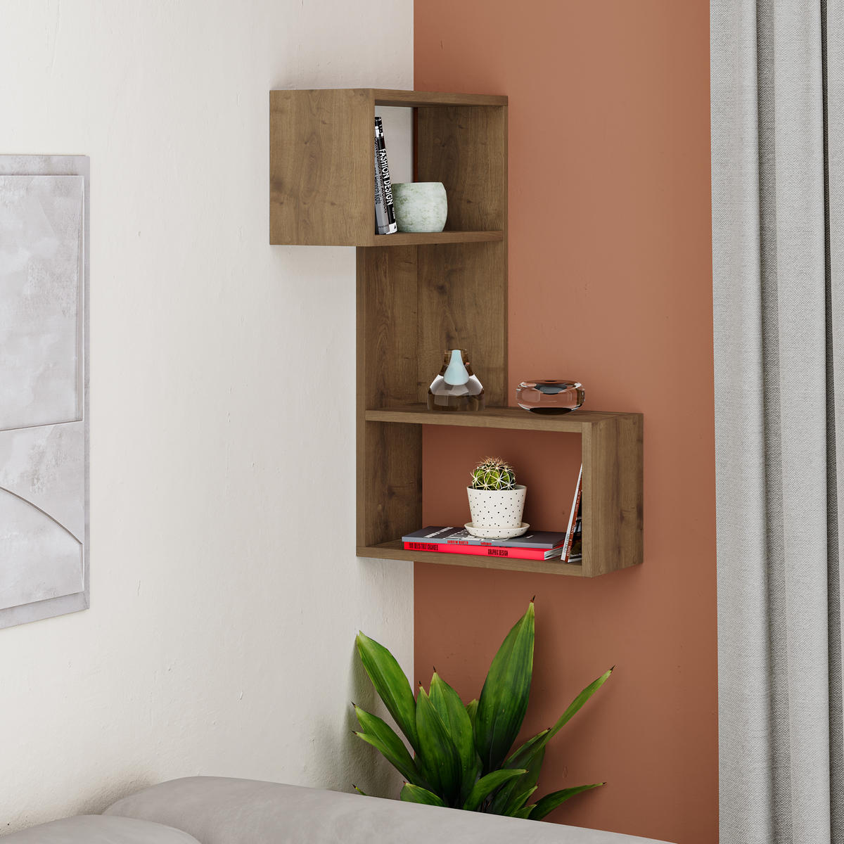 WANDREGAL Part Dunkle Eiche 82/47/20 cm - Dunkelbraun, Holzwerkstoff (47/82/20cm) - Decortie