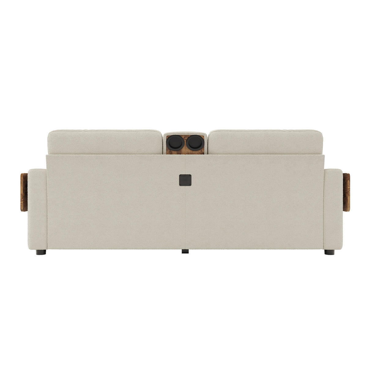 2-SITZER-SOFA mit Laptop-Tisch und Stauraum, DE-42611, Beige - Beige, Metall (178/57.5/71cm) - ComfortXL