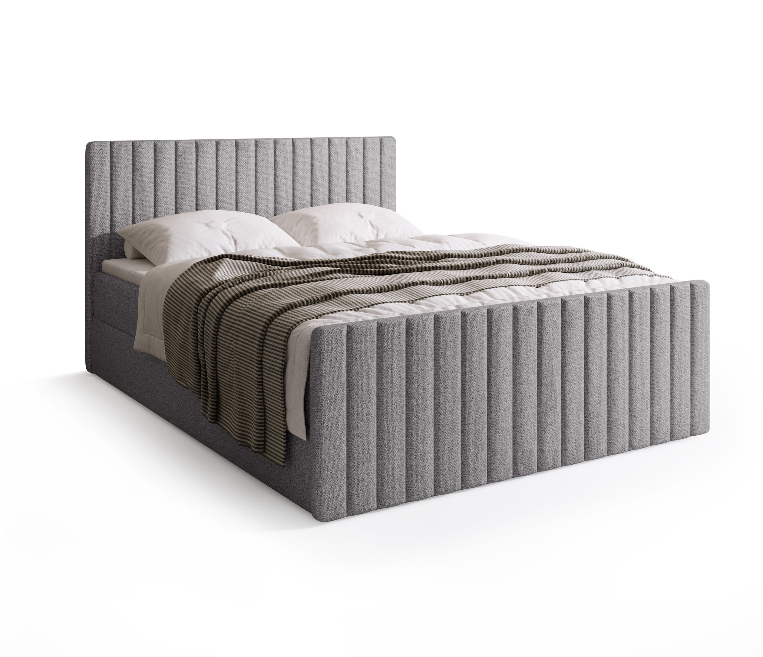 BOXSPRINGBETT Dream Duo mit Topper 140/200 Hellgrau - Hellgrau, Kunststoff (140/200cm) - Bromarkt