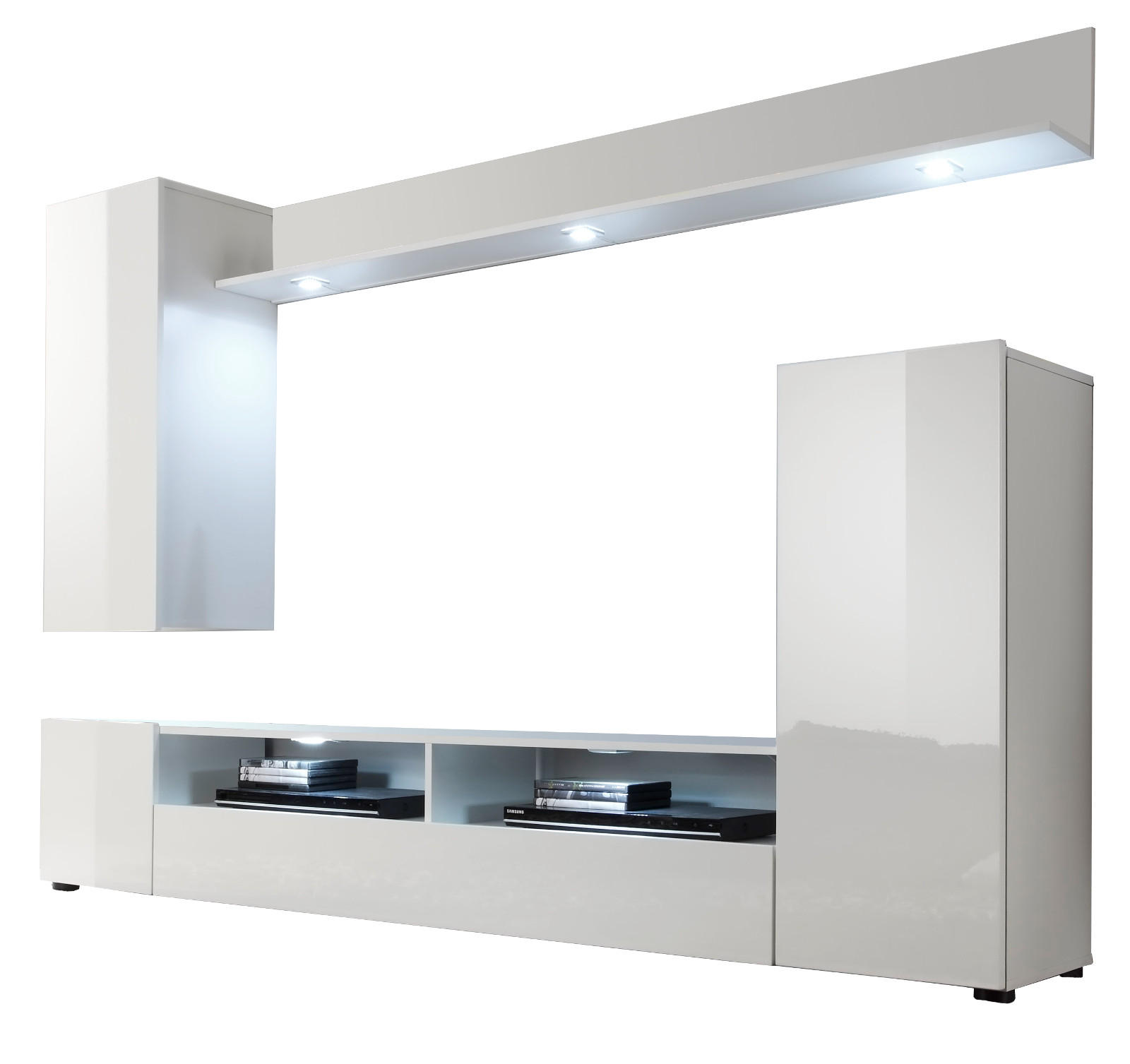 Top.Furn Wohnzimmer: Weiß Hochglanz 208x165x34 cm
