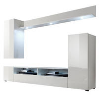 WOHNZIMMER: Wohnwand "Win" weiß Hochglanz (208 x 165 cm) 4-teilig - Weiß Hochglanz/Weiß, Holzwerkstoff (208/165/34cm) - Top.Furn
