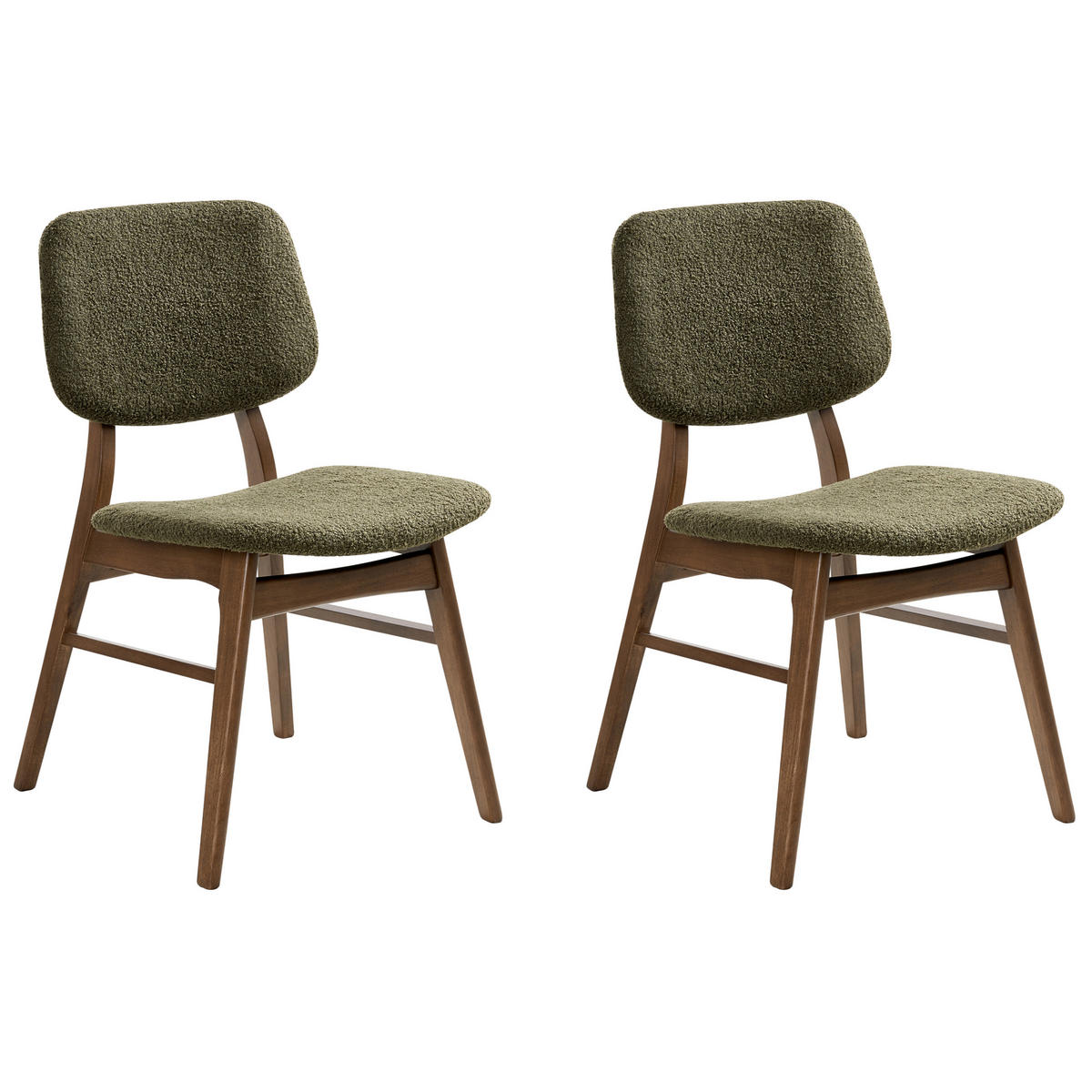 ESSZIMMERSTUHL 2er-Set Grün Elaine - Dunkelbraun/Grün, Textil (48/81/54cm) - Beliani