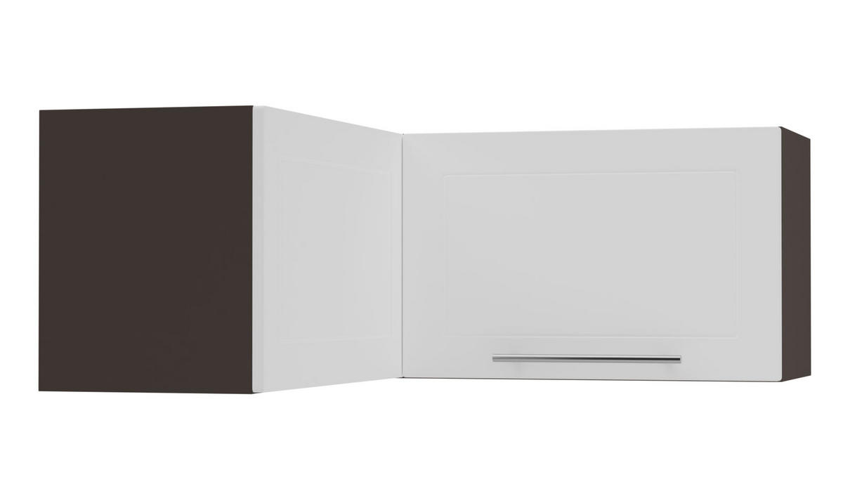 ECKHÄNGESCHRANK Kvantum W14/90/36 Weiß Matt / Lava Matt 90 / 90 / 36cm - Dunkelgrau/Weiß, Holz/Holzwerkstoff (90/36/90cm) - Feldmann-Wohnen