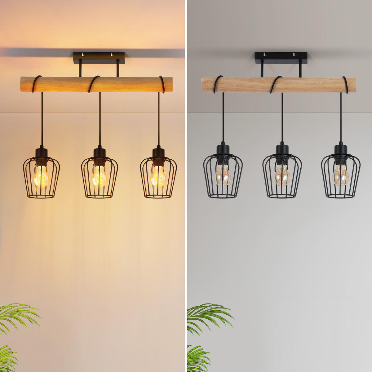 PENDELLEUCHTE Vivienneth 52/13/43 cm - Braun, Holz/Metall (52/13/43cm) - ZMH
