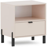 NACHTTISCH Cortina mit 1 Schublade, Sandbeige - Sandfarben/Schwarz, Holzwerkstoff (56.5/55/45cm) - Beautysofa