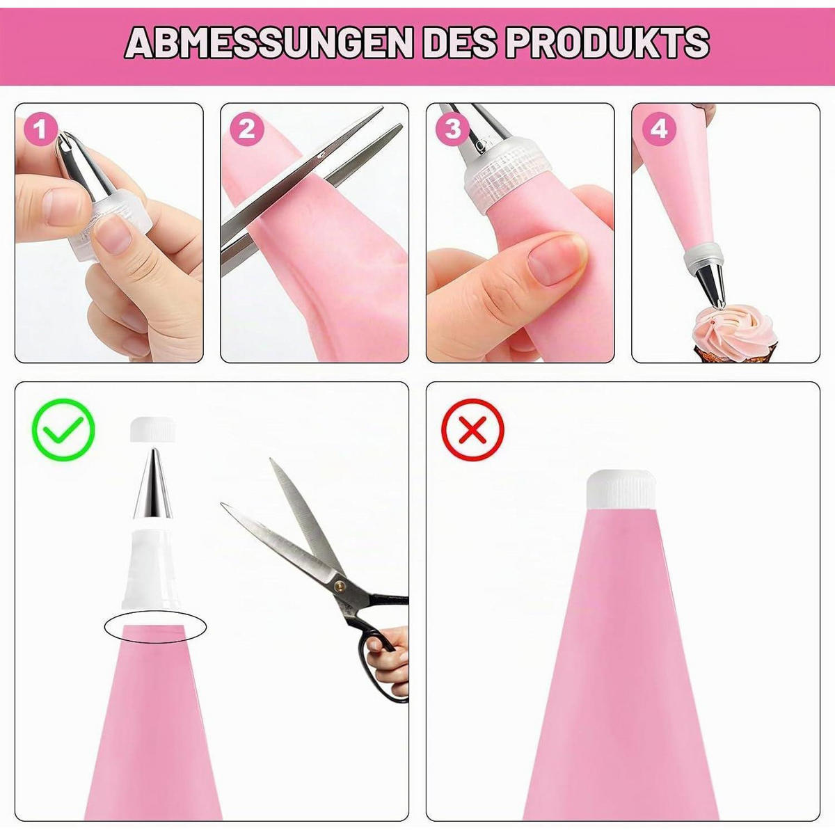 SPRITZBEUTEL Set 80-teilig Tortendekoration - Rosa, Kunststoff (19/3.3/30cm)