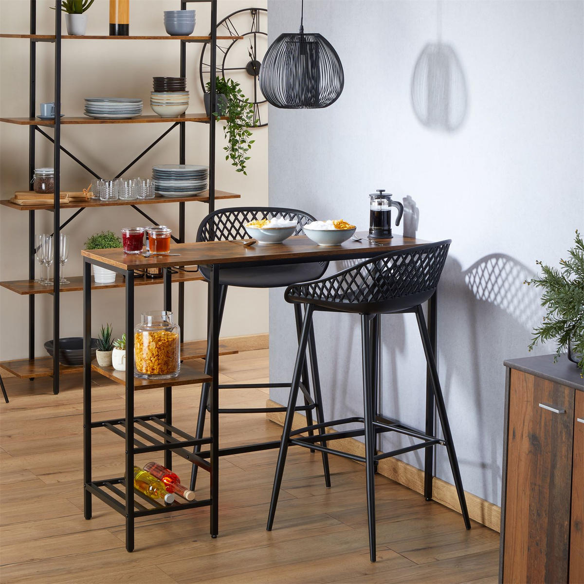 BARTISCH NELAS - Dunkelbraun/Schwarz, Holzwerkstoff/Metall (110/90/40cm) - CARO-Möbel
