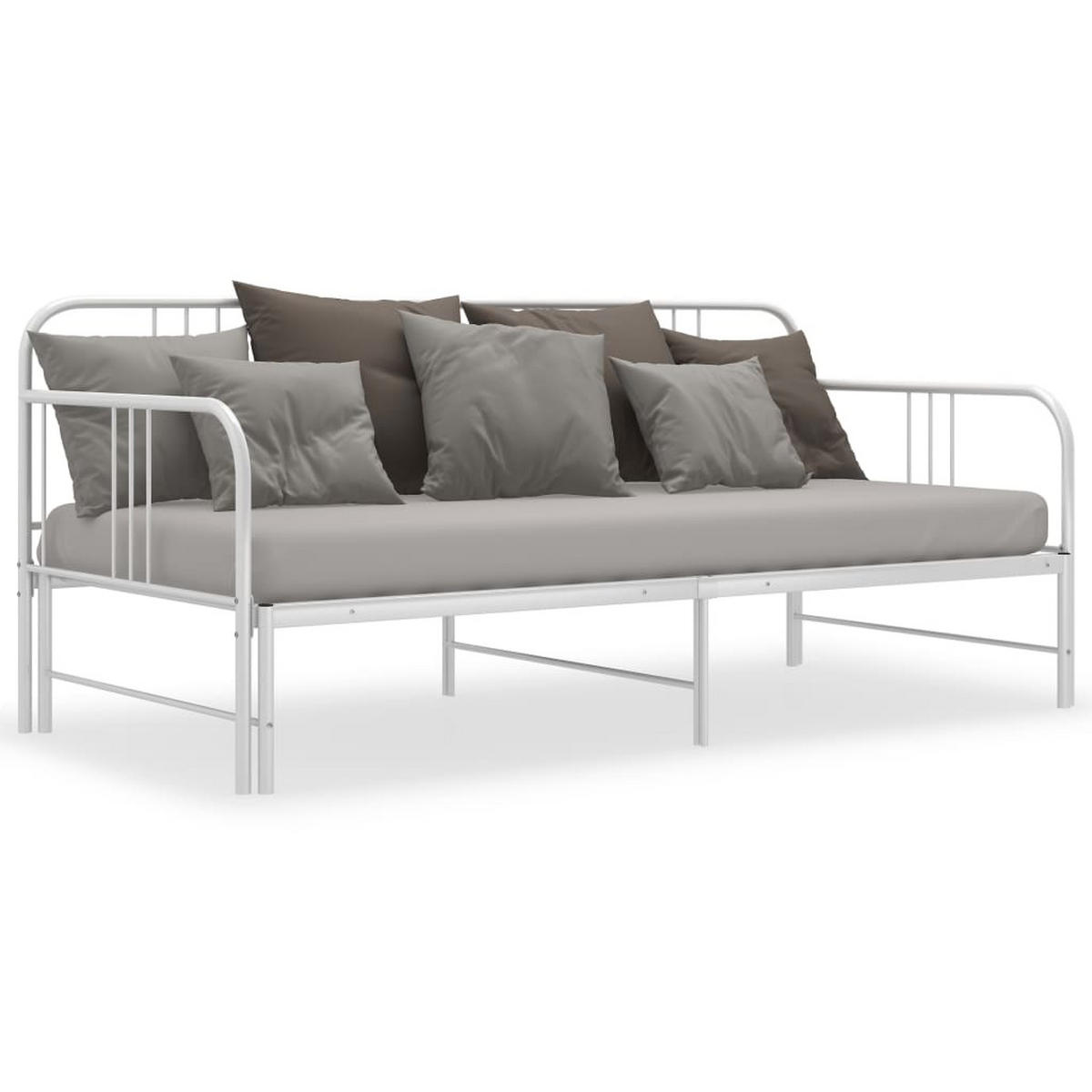 AUSZIEHSOFA BETTGESTELL WEISS METALL 90X200 CM - Weiß, Metall - vidaXL