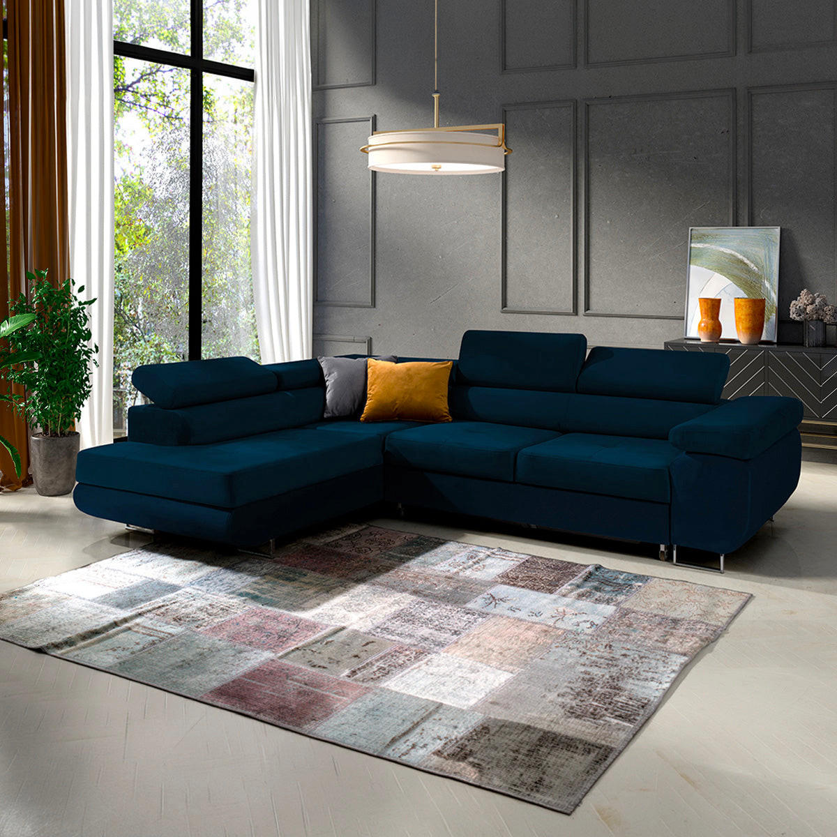 ECKSOFA Wilson 4 Sitzplätze Blau - Blau, Holzwerkstoff (271/201cm) - Petits-meubles