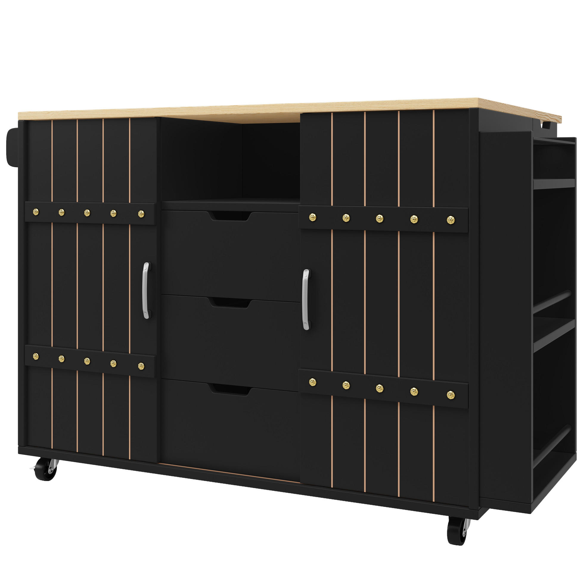 KÜCHENINSEL mit Klapptisch 110 x 42 x 90 cm MDF Schwarz - Schwarz, Holz (42/90/110cm) - Beauniv