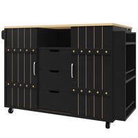 KÜCHENINSEL mit Klapptisch 110 x 42 x 90 cm MDF Schwarz - Schwarz, Holz (42/90/110cm) - Beauniv