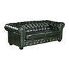 CHESTERFIELD Ledersofa 3-Sitzer - Büffelleder - Schwarzgrün - BRENTON - Grün, Leder (96/73/201cm) - Vente-Unique