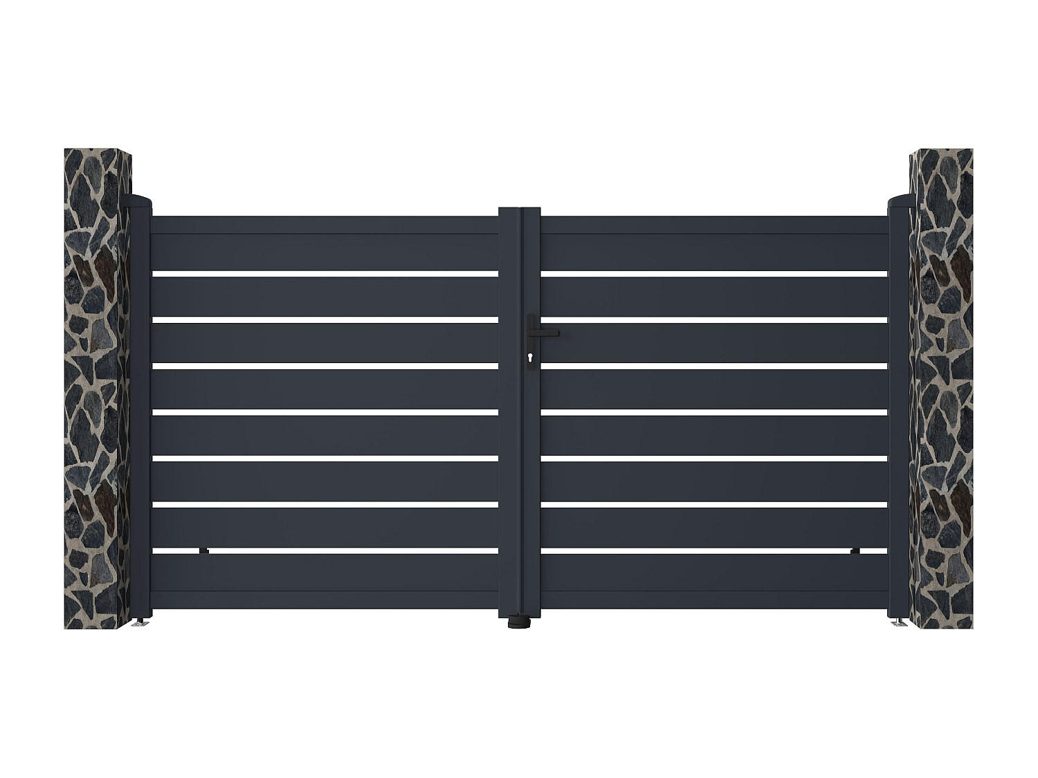 FLÜGELTOR - 300cm x 4.6cm - Aluminium - anthrazitgrau - PRIMO - Anthrazit, Metall (300/161cm) - Vente-Unique