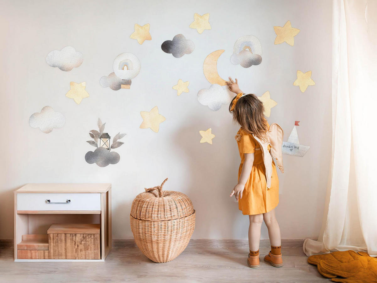 WANDAUFKLEBER 100x118cm - Elemente des Himmels - Multicolor, Kunststoff (100/118/0.1cm) - Wallfluent