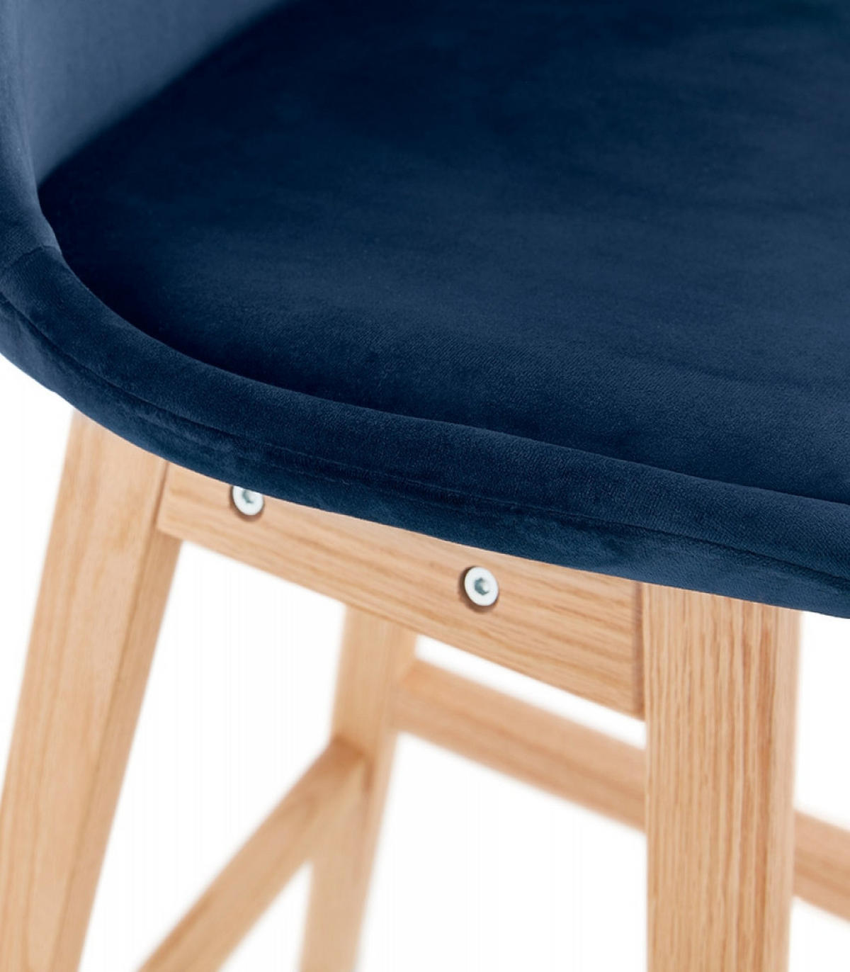 BARHOCKER mittelhoch mit Samt Sitz MORISS, Blau-Beige 48x56x103 cm - Blau/Eichefarben, Eichenholz/Holz (48/103/56cm) - KADIMA DESIGN
