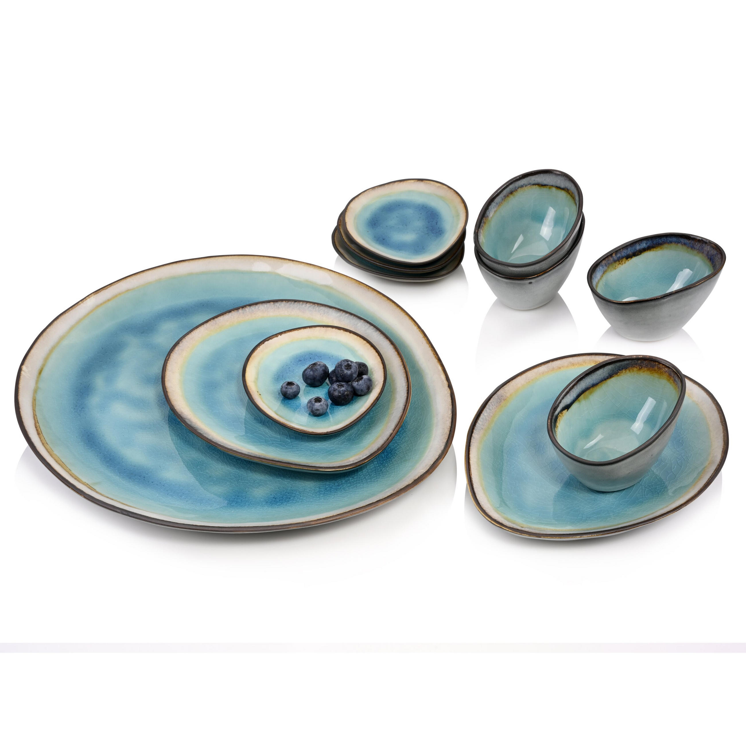 SERVIERPLATTEN SET CAPRI - 11 teilig aus Steingut - Pastellblau, Keramik (16.5/32/38cm) - Sänger