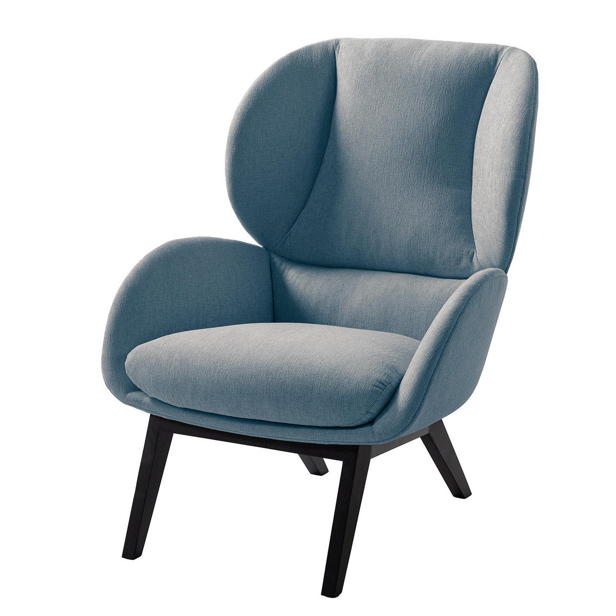 SESSEL - Blau/Schwarz, Eichenholz/Textil (82/102/90cm) - home24