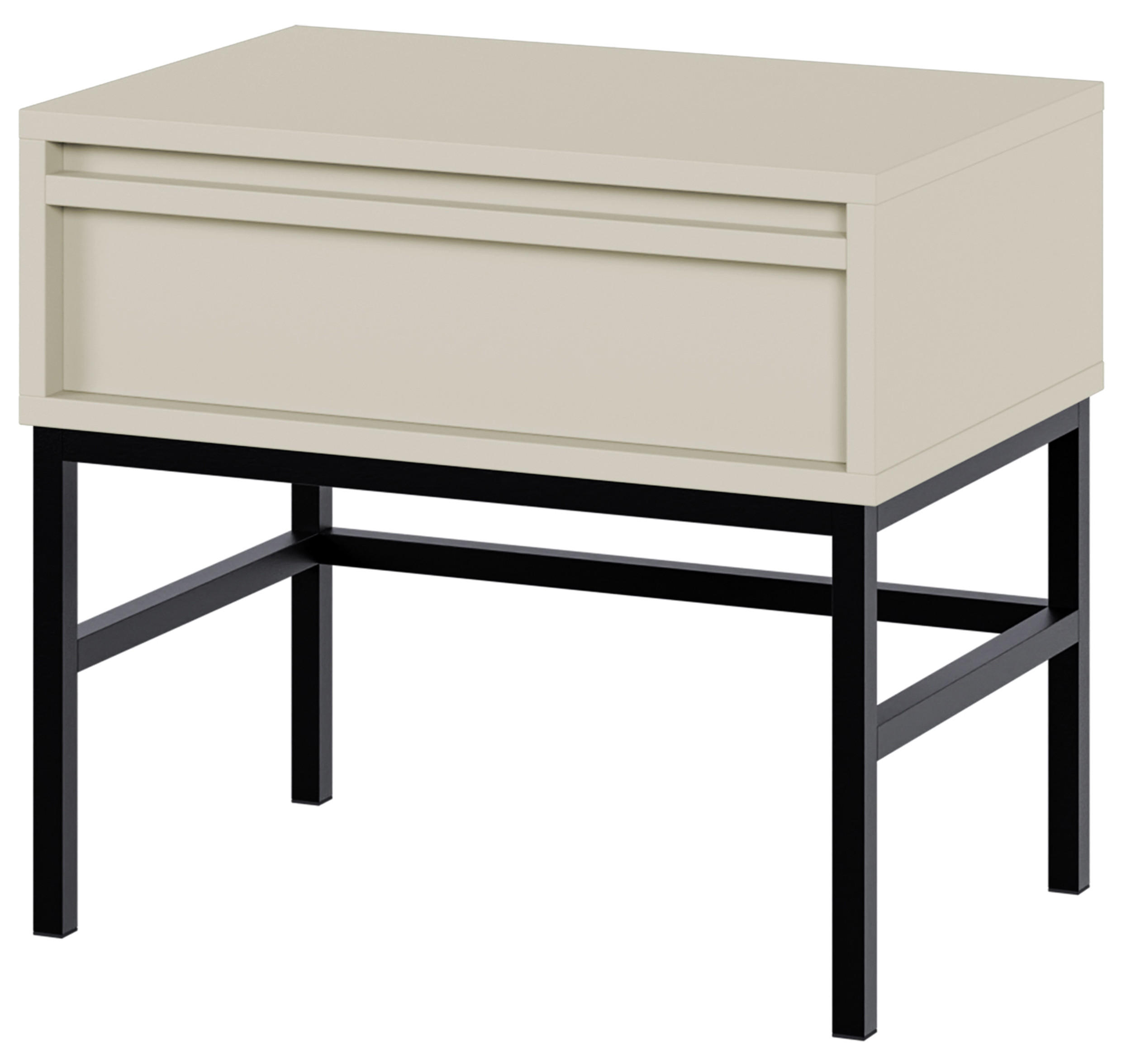 NACHTSCHRANK Evo Graubeige mit Metallgestell 50 cm - Greige/Schwarz, Holzwerkstoff/Metall (50/44/34cm) - Selsey