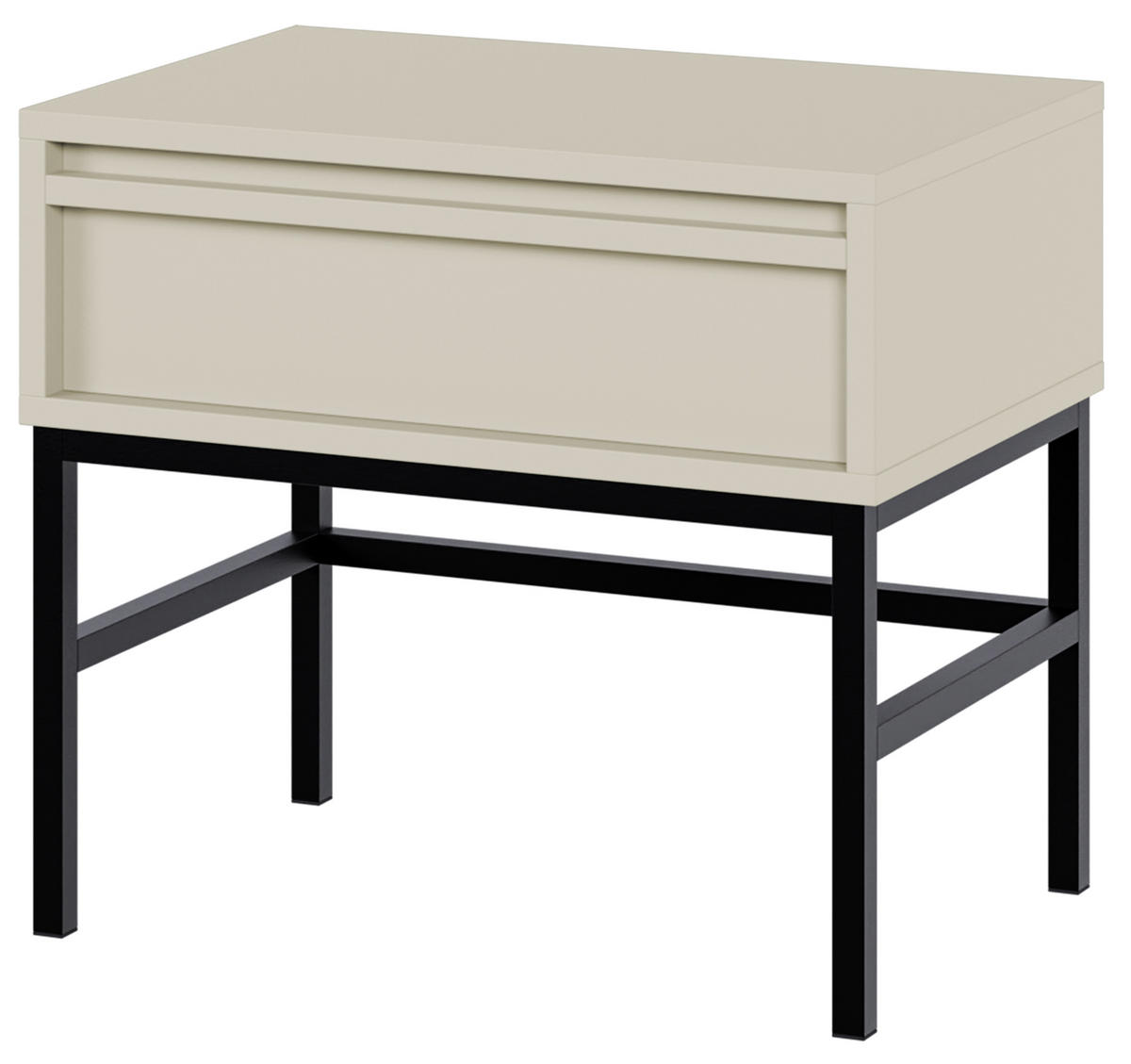 NACHTSCHRANK Evo Graubeige mit Metallgestell 50 cm - Greige/Schwarz, Holzwerkstoff/Metall (50/44/34cm) - Selsey