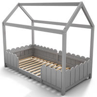 HAUSBETT 90/200 cm DE-03890, mit Rausfallschutz und Lattenrost, in Grau - Grau, Holz/Holzwerkstoff (90/200cm) - ComfortXL