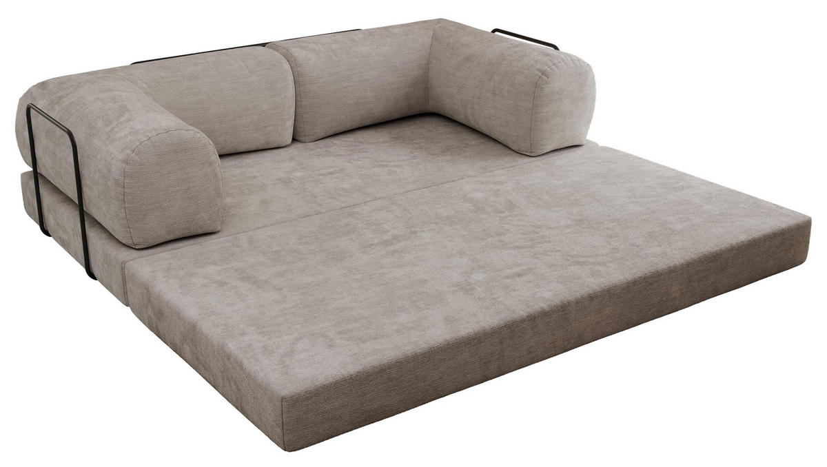 TROJMIESTNA POHOVKA ORSETTO - Svetlosivá Hladká ženilka - čierna/svetlosivá, kov/textil (200/70/100cm) - MKS