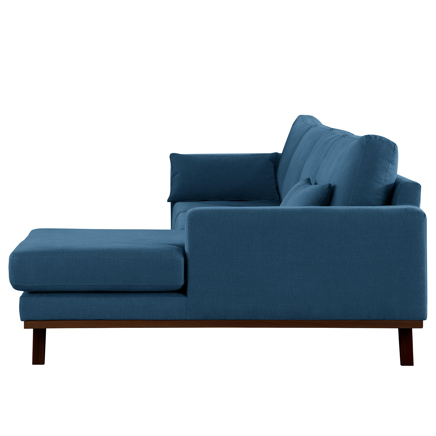 ECKSOFA mit Longchair - Buchefarben/Blaugrau, Textil (281/153cm) - home24